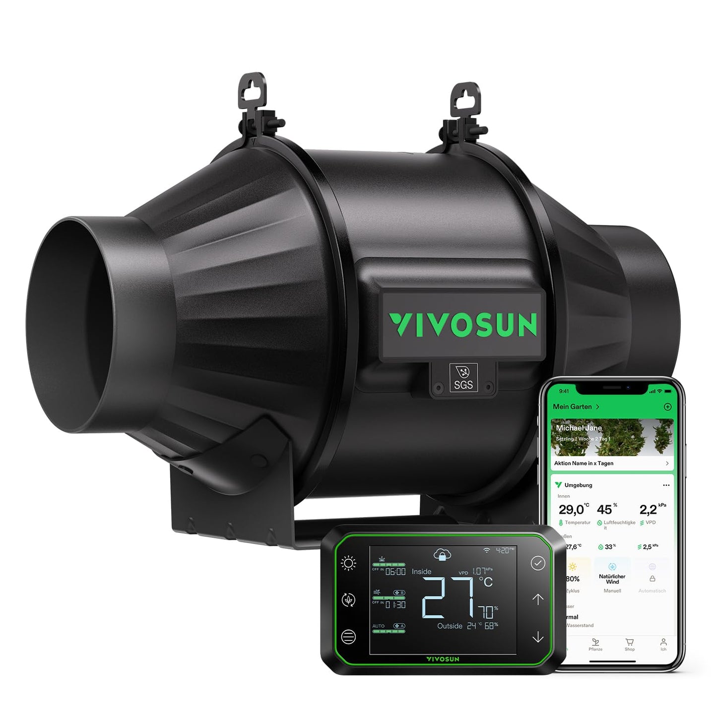VIVOSUN - Smart Luftfiltration AeroZesh S6 + Smart Controller E42A