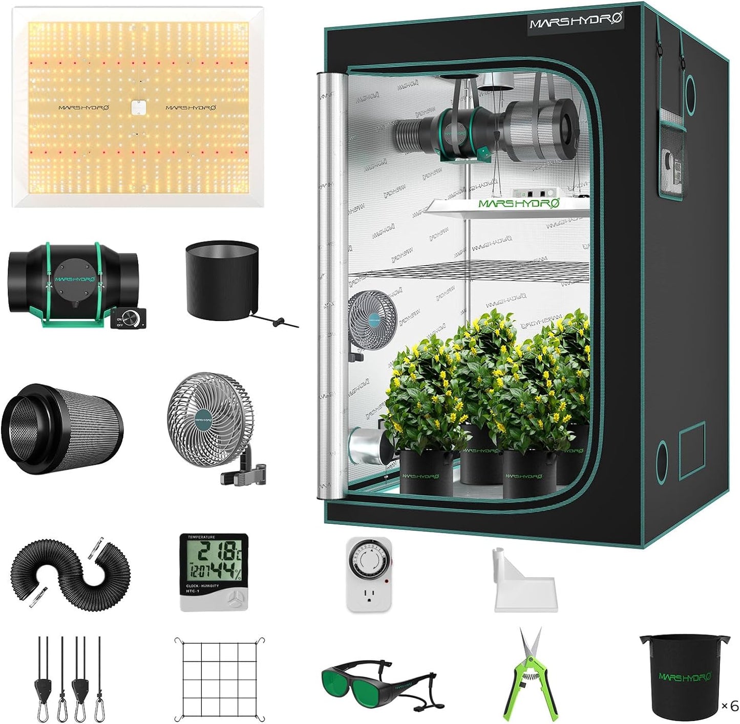 Mars Hydro - Growbox Komplett Set 120x120x200cm